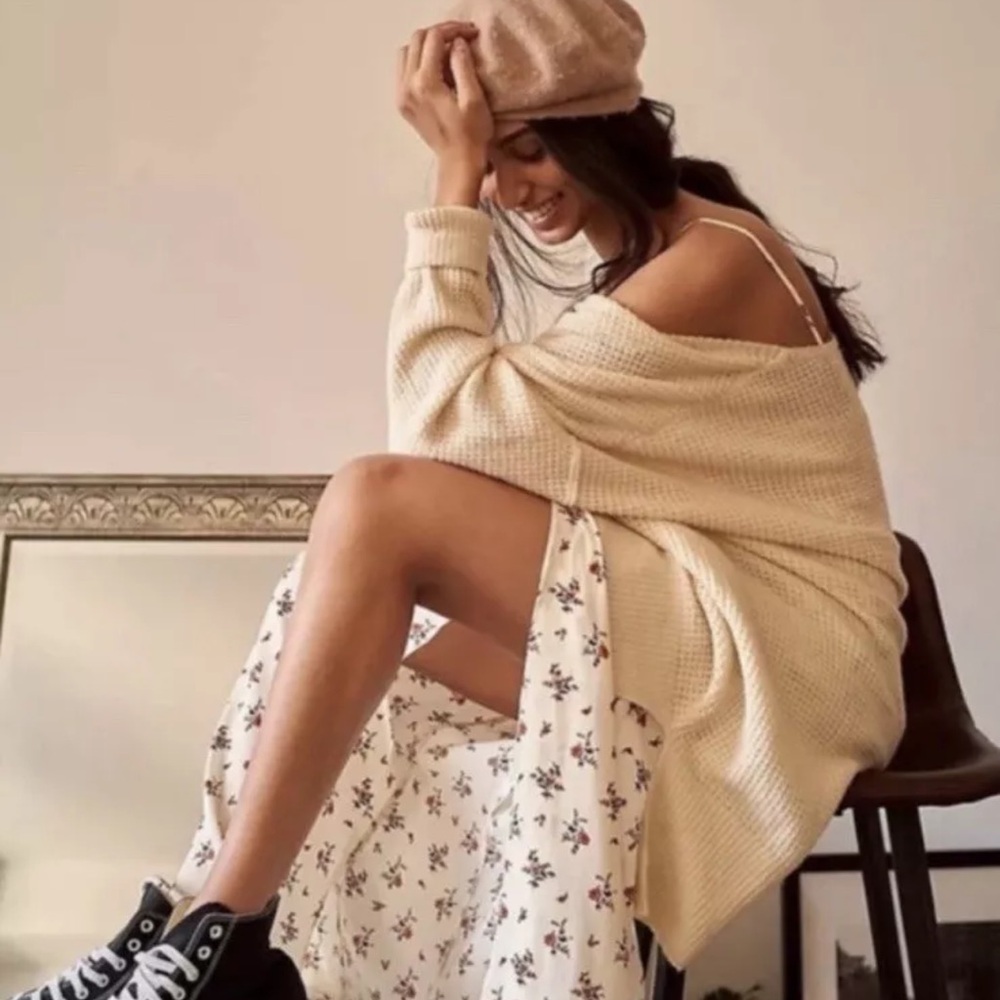 Free People “Out & About” Maxi Dress, Cream, Sz Small, EEUC
